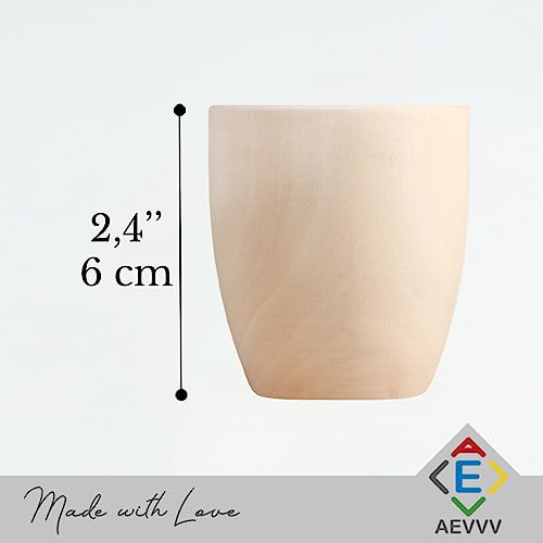 Set of 6 Wooden Glasses - Handmade Unfinished Wood Cups - Craft Kit for DIY Home Decor & Garden - Natural Solid Wood Tea Cup - Arts and Crafts for AEVVV