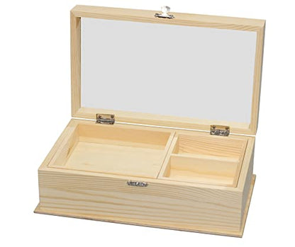 Unfinished Wood Jewelry Box w/ Mirror & Removable Compartments - Ready to Paint!