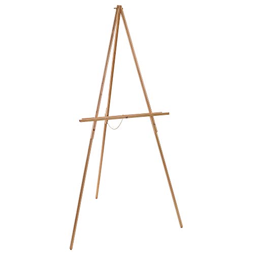 U.S. Art Supply 64" High Torrey Wooden A-Frame Tripod Studio Artist Floor Easel - Adjustable Tray Height, Holds 40" Canvas - Wood Display Holder - WoodArtSupply