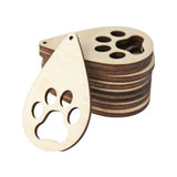 ALL SIZES BULK (12pc to 100pc) Unfinished Wood Wooden Laser Cutout Puppy Dog Paw Prints Teardrop Dangle Earring Jewelry Blanks Charms Shape Crafts Texan Wood Crafts