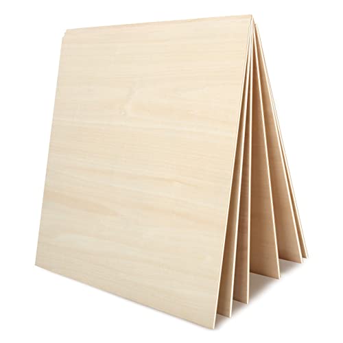 Dofiki 6 Pcs 1/8" Plywood 3mm Basswood Sheet 400x400x3mm 1/8"x15.7"x15.7" Balsa Plywood Board for Laser Cutting Engraving Crafts Wood Burning