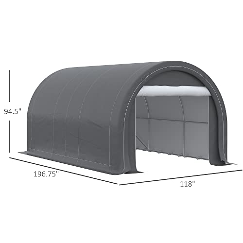 Outsunny 10' x 16' Carport, Heavy Duty Portable Garage Storage Tent with Large Zippered Door, Anti-UV PE Canopy Cover for Car, Truck, Boat, Outsunny