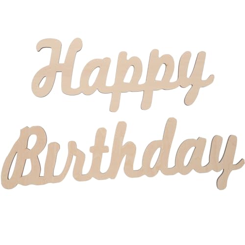 BESTOYARD Happy Birthday Wooden Sign Unfinished Wooden Cutout Letters Plaque Hanging Signs for Baby Shower Wedding Birthday Wreath Home Door Wall BESTOYARD