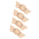 Wood Applique Rubber Wood Carved Corner Onlay Applique Furniture,Decorative Wood Appliques,Onlay Door Wall Cabinet Frame Decor Flower Shape Unpainted Pilipane