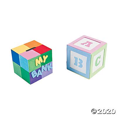 DIY Unfinished Wood Block Bank - Makes 12 - Crafts for Kids and Fun Home Activities Fun Express