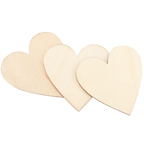 NINGWAAN 100 PCS 3 Inch Wooden Heart Cutouts, Unfinished Wood Heart Slices, Heart Shaped Wooden Ornaments for DIY Crafts Projects, Wedding, Valentine WoodArtSupply