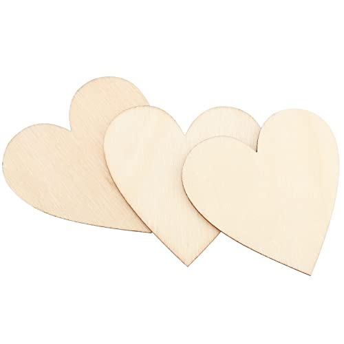 NINGWAAN 100 PCS 3 Inch Wooden Heart Cutouts, Unfinished Wood Heart Slices, Heart Shaped Wooden Ornaments for DIY Crafts Projects, Wedding, Valentine - WoodArtSupply