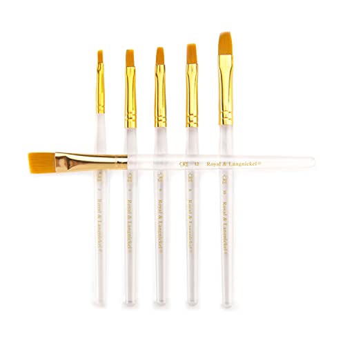 Royal & Langnickel Royal Zip N' Close Gold Taklon Clear Acrylic Handle Shader 6-Piece Brush Set - WoodArtSupply