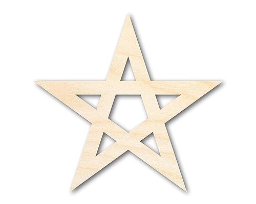 Unfinished Wood Pentagram Shape | Craft Cutout | up to 36" DIY 10" / 1/4" 24 Hour Crafts