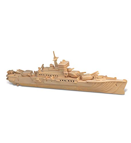 Puzzled 3D Puzzle Battleship Navy Ship Wood Craft Construction Kit Educational DIY Wooden Toy Assemble Model Unfinished Craft Hobby Navy Ship Puzzle