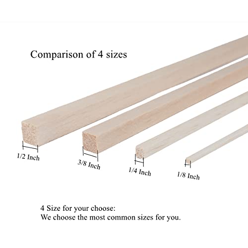 iUoczi 12 Pack Square Wood Dowel Rods 1/2x1/2x12 Inch Balsa Wood Sticks Natural Wood Color Unfinished Wood for Cricut Maker Make Models of House iUoczi