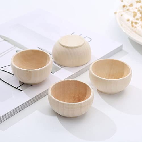 Toddmomy 5Pcs Wooden Craft Bowls Unfinished Wooden Bowls Wood Bowls Unpainted Mini Wooden Bowls for Crafts DIY Painting Art Projects Decor