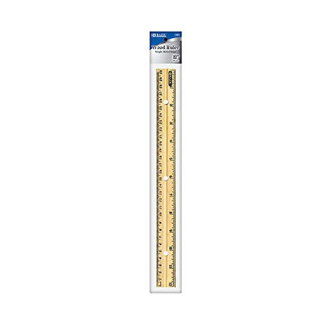 BAZIC Wooden Ruler 12" (30cm), Singel Metal Edge, Inches Centimeter Metric Measuring Drafting Rulers, for Students School Supplies, 1-Pack BAZIC Products