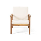 Christopher Knight Home Carlos Outdoor Acacia Wood Club Chairs with Cushions (Set of 2), Brown Patina Finish, Cream Christopher Knight Home