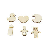 KUMGROT 100pcs Unfinished Wooden Ornament Mini Wood Pieces Heart Bear Ring Duck Baby Bottle Shaped for DIY Craft Handmade Supplies (Cute Style) KUMGROT