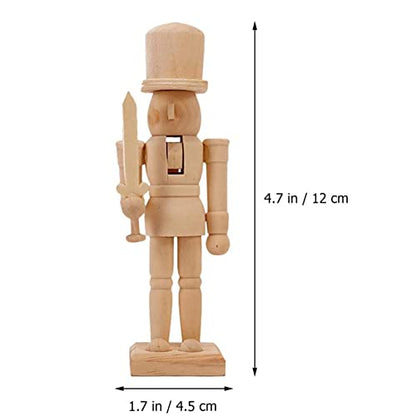 Sizet Unfinished Wood Nutcracker Ornaments Unpainted Mini Wooden Figurines, Set of 6