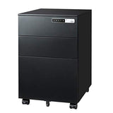 DEVAISE 3-Drawer Mobile File Cabinet with Smart Lock, Pre-Assembled Steel Pedestal Under Desk, Black DEVAISE