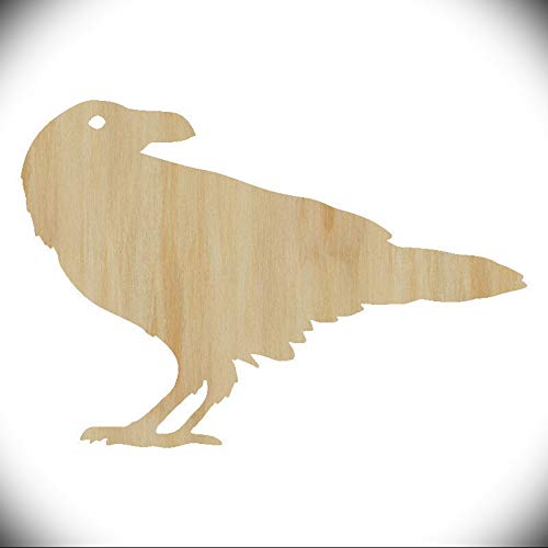 Crow Cut Out Wood Shape Craft Supply Wood Craft Bird Cutout Halloween Decor 1/4 Inch Thickness, Size 5" Ornament for DIY Craft Projects - WoodArtSupply