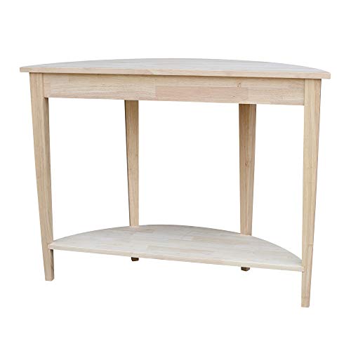 IC International Concepts Half Moon Console Table, 42 in W x 16 in D x 31 in H, Unfinished