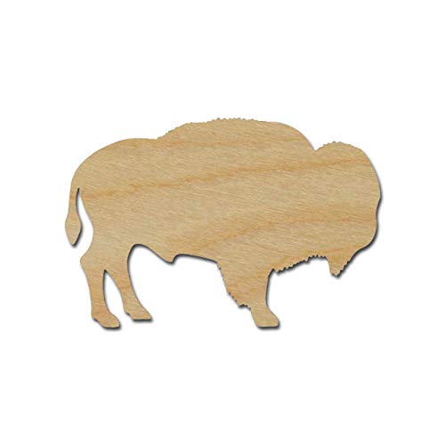 Buffalo Shape Unfinished Wood Animal Cut Outs 3" Inch 6 Pieces Buf03-06