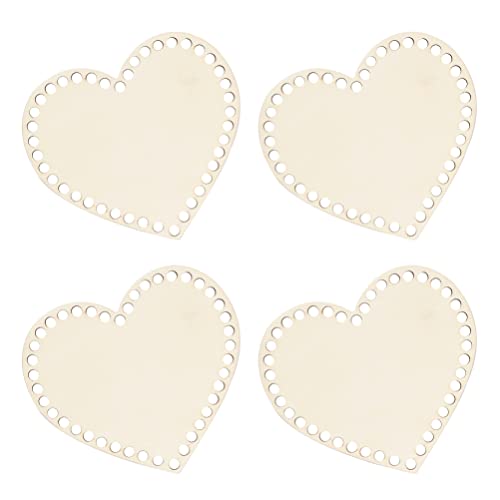 ULTNICE 4pcs Natural Wooden Basket Bottom Heart Shape Blank Crochet Knitting Basket Wood Base Shaper for DIY Basket Craft Weaving Making Supplies - WoodArtSupply