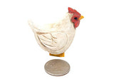White Chicken Hen Hanging Ornament Wood Figure Handmade Carved Decoration Selsela