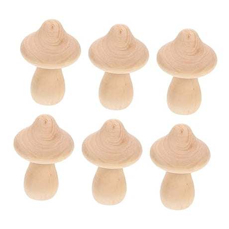 Yardwe 10pcs Wooden Mushroom Unfinished Wooden Peg Doll Micro Landscape Accessories Wood Carved Mushrooms Garden Wooden Mini Wood Mushrooms Mini Yardwe