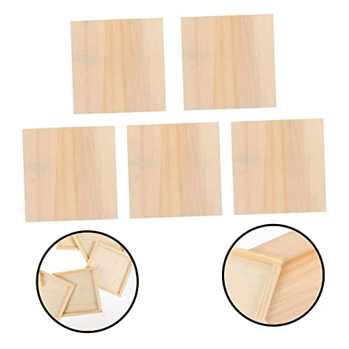 VILLFUL 5pcs Blank Wooden Picture Frame Unfinished Wood Frames DIY Wooden Photo Frames Wooden Bassinet Square Frame Unfinished Wooden Painting Boards VILLFUL