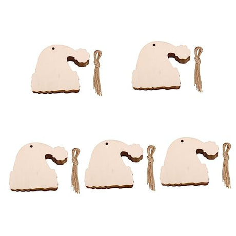 ABOOFAN 50 Pcs Wood Trim Woodsy Decor Christmas Decor Christmas Hanging Santa Hat Christmas Wood Shaped Unfinished Wooden Santa Hat Christmas Pendant ABOOFAN