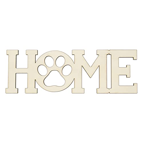 3pcs Home Paw Wood Sign Blank Wooden Dog Cat Paw Plaque Unfinished Wood DIY Crafts Cutouts Ornaments for Puppy Pet House Door Wall Decorative,