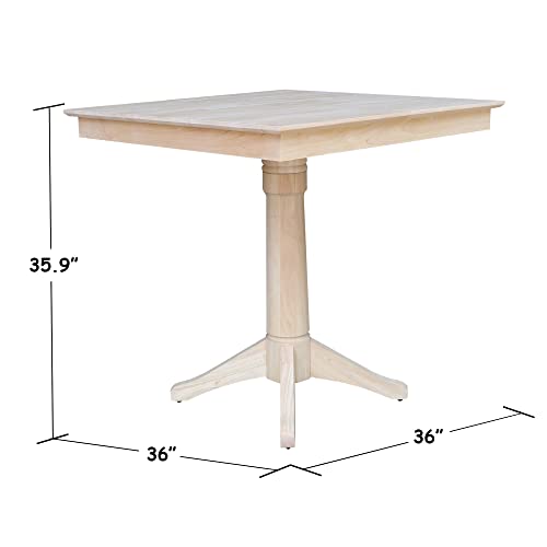 IC International Concepts Square Pedestal Dining Table, Unfinished - WoodArtSupply