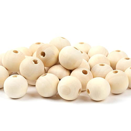 hesmartly 100Pcs 20mm Unfinished Wood Beads Round Wooden Spacer Beads Natural Wood Loose Beads hesmartly