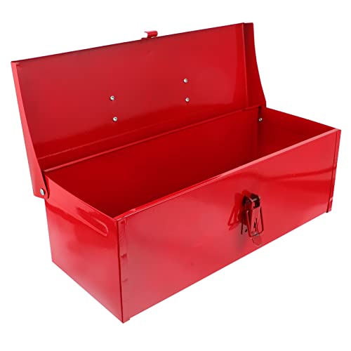 Generic Iron Sheet Tool Box Red Metal Tool Box Metal Household Tool Storage Case with Metal Latch Closure Storage Container, 39X16CM, U181056OK14ZR