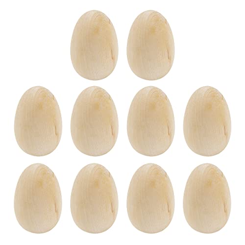 LNQ LUNIQI 10Pcs Unfinished Wooden Eggs 2.5 Inch Smooth Flat Bottom Unpainted Eggs Fake Wooden Eggs for Crafts, Easter Decorations and Gifts LNQ LUNIQI