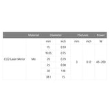 Cloudray Mo Mirror Dia 25mm (0.98 Inch) Thk 3mm (0.12 Inch) for CO2 laser engraving cutting machine Pack of 3PCS Cloudray