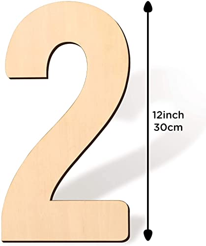 SAVITA 12 Inch Blank Wooden Number Unfinished Wood Slices Sign Board for DIY Craft Projects Home Sign Wall Birthday Wedding Party Decoration (2) SAVITA