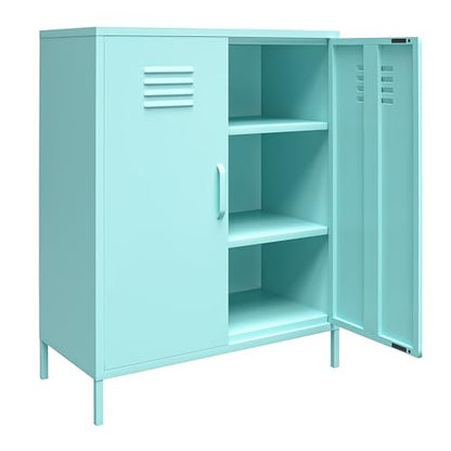 Novogratz Cache 2 Door Metal Locker Storage, Mint Cabinet - WoodArtSupply