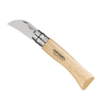 Opinel No.7 Folding Chestnut and Garlic Knife, European Chestnut Wood Handle, 12C27 Stainless Steel Blade - WoodArtSupply