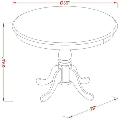 East West Furniture AMT-OAK-TP Antique Kitchen Dining Table - a Round Wooden Table Top with Pedestal Base, 36x36 Inch, Oak - WoodArtSupply