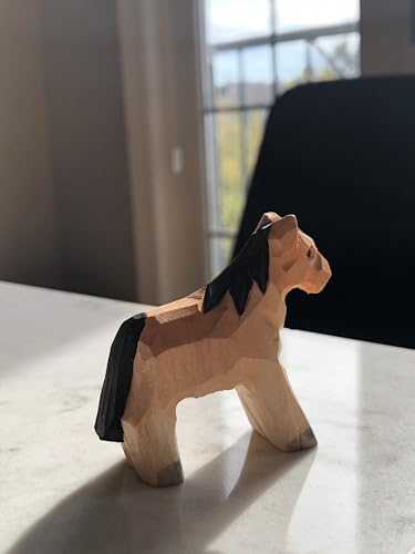 Selsela Horse Wood Figurine - Small Farm Animal Pony Gift Handmade Art Carving Decoration Miniature Animals Girl Women Selsela