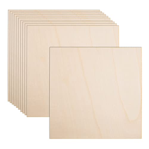 24 Pack Basswood Sheets 10 x 10 x 1/8 Inch- 3mm Thick Plywood Sheets Board Thin Unfinished Squares Wood Sheets for DIY Crafts, Laser Projects, Wood - WoodArtSupply