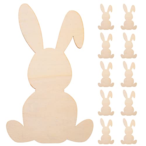 LUOZZY 10Pcs Easter Wooden Bunny Cutout Unfinished Wood Blank Rabbit Cutouts Spring DIY Paint Craft for Easter Party Favors LUOZZY