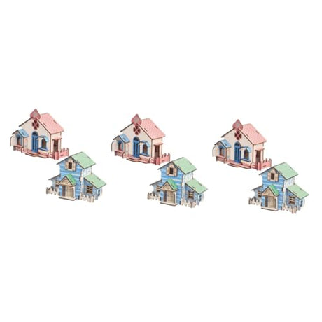 TOYANDONA 6 Pcs DIY Cabin Puzzles for Kids 3 d Puzzles DIY Wooden Ornament DIY Wood Toy Wooden DIY House Model Wooden Model Craft Wooden Jigsaw TOYANDONA