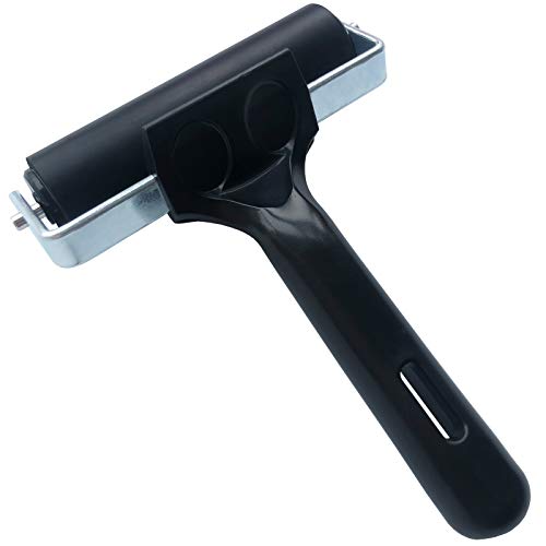 Benvo Rubber Brayer 4 inch Rubber Roller for Printmaking, Painting, Applying Glue, Wallpaper, Block Stamping Anti Skid Construction Tools with Hard Benvo