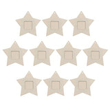 SEWACC 10pcs Mini Photo Frame Unfinished Wooden Picture Frame DIY Hanging Photo Frame Five-Pointed Star Shape Photo Frame for Home Decoration SEWACC