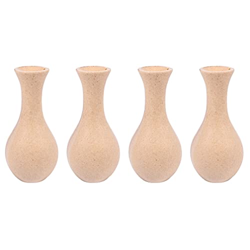 Happyyami 4pcs Unfinished Wood Vase Blank Flower Vase Bud Vase Paint Your Own Vase Natural Flower Container for DIY Hand Painting Flower Craft Kit - WoodArtSupply