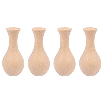 Happyyami 4pcs Unfinished Wood Vase Blank Flower Vase Bud Vase Paint Your Own Vase Natural Flower Container for DIY Hand Painting Flower Craft Kit - WoodArtSupply