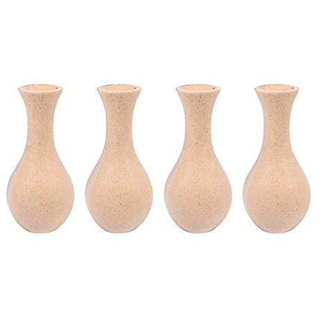 Happyyami 4pcs Unfinished Wood Vase Blank Flower Vase Bud Vase Paint Your Own Vase Natural Flower Container for DIY Hand Painting Flower Craft Kit Happyyami