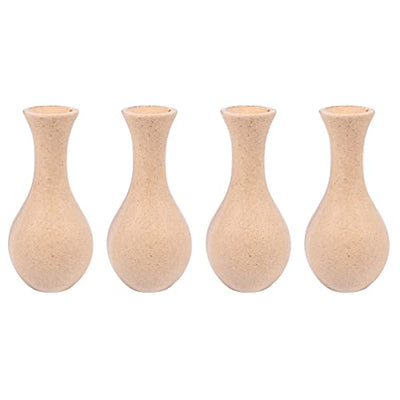Happyyami 4pcs Unfinished Wood Vase Blank Flower Vase Bud Vase Paint Your Own Vase Natural Flower Container for DIY Hand Painting Flower Craft Kit