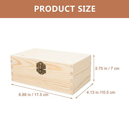 Zerodeko 2pcs Kids Jewelry Organizer Portable Jewelry Organiz Unfinished Wood Crafts Wood Storage Trunk Country Jewelry DIY Wooden Storage Cases